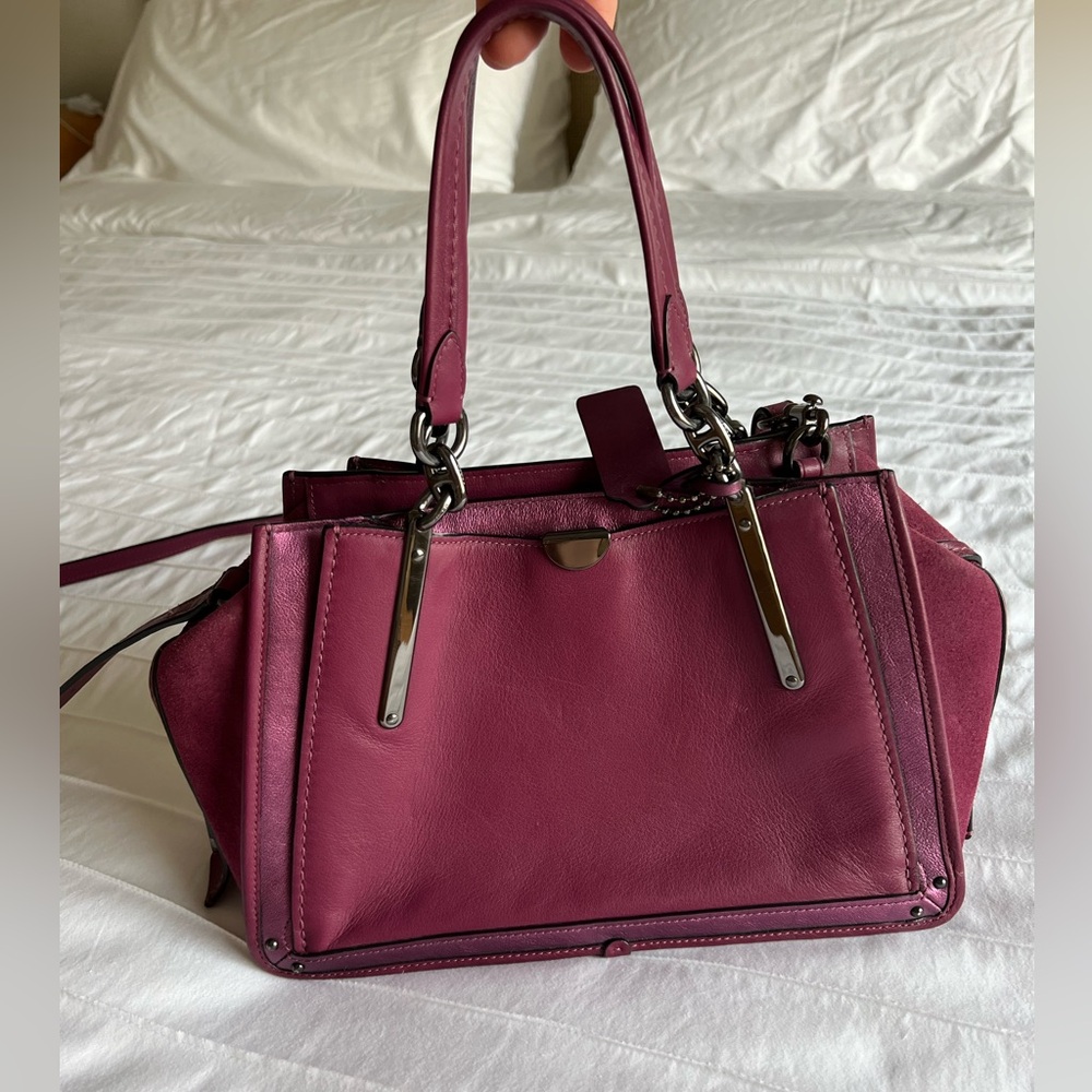 COACH Mixed Leather with Metallic Details Dreamer Satchel purse bag crossbody